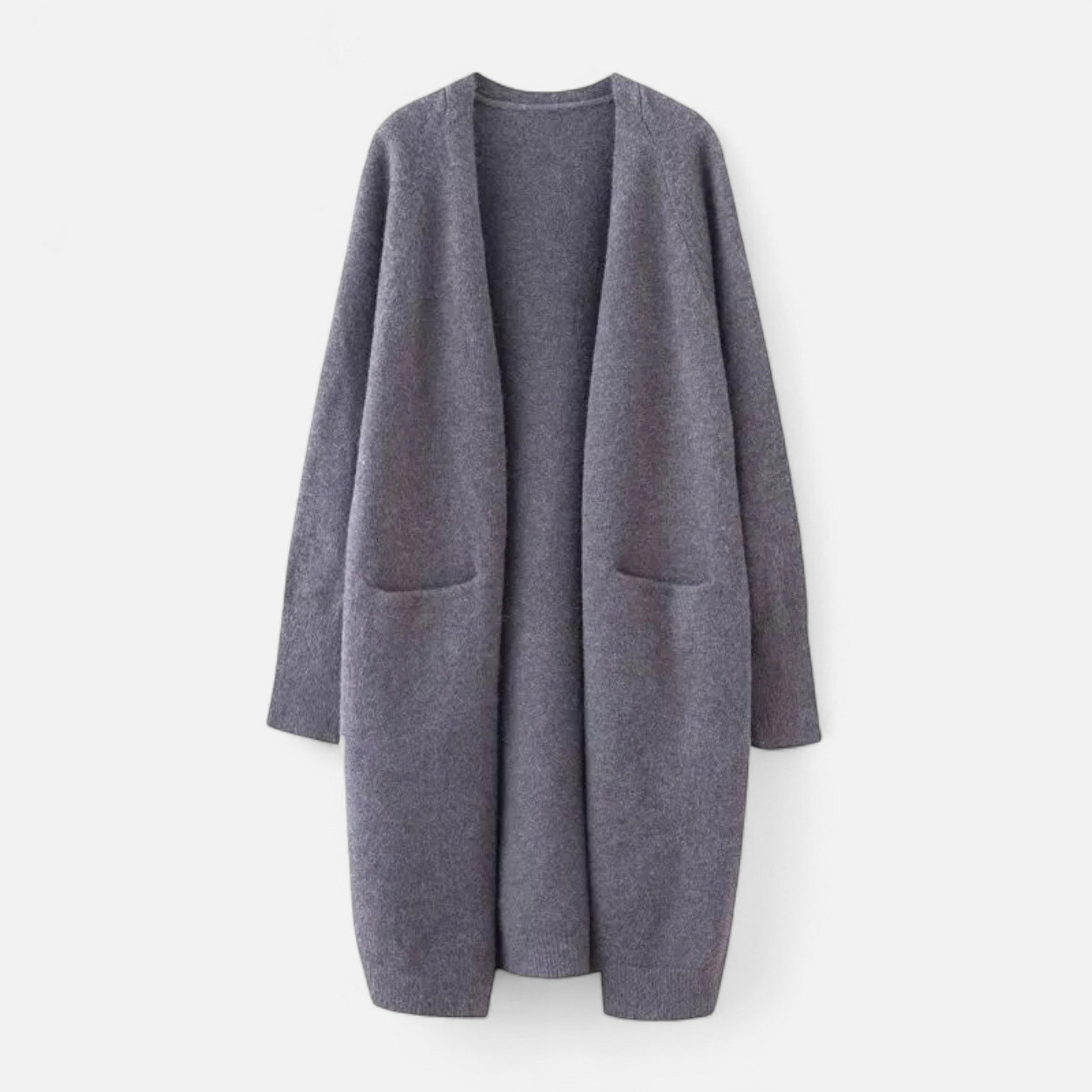 SUENTA Damen Strickjacke Dicke Strickqualität – V-Ausschnitt & Lagenlook Grau Einheitsgröße