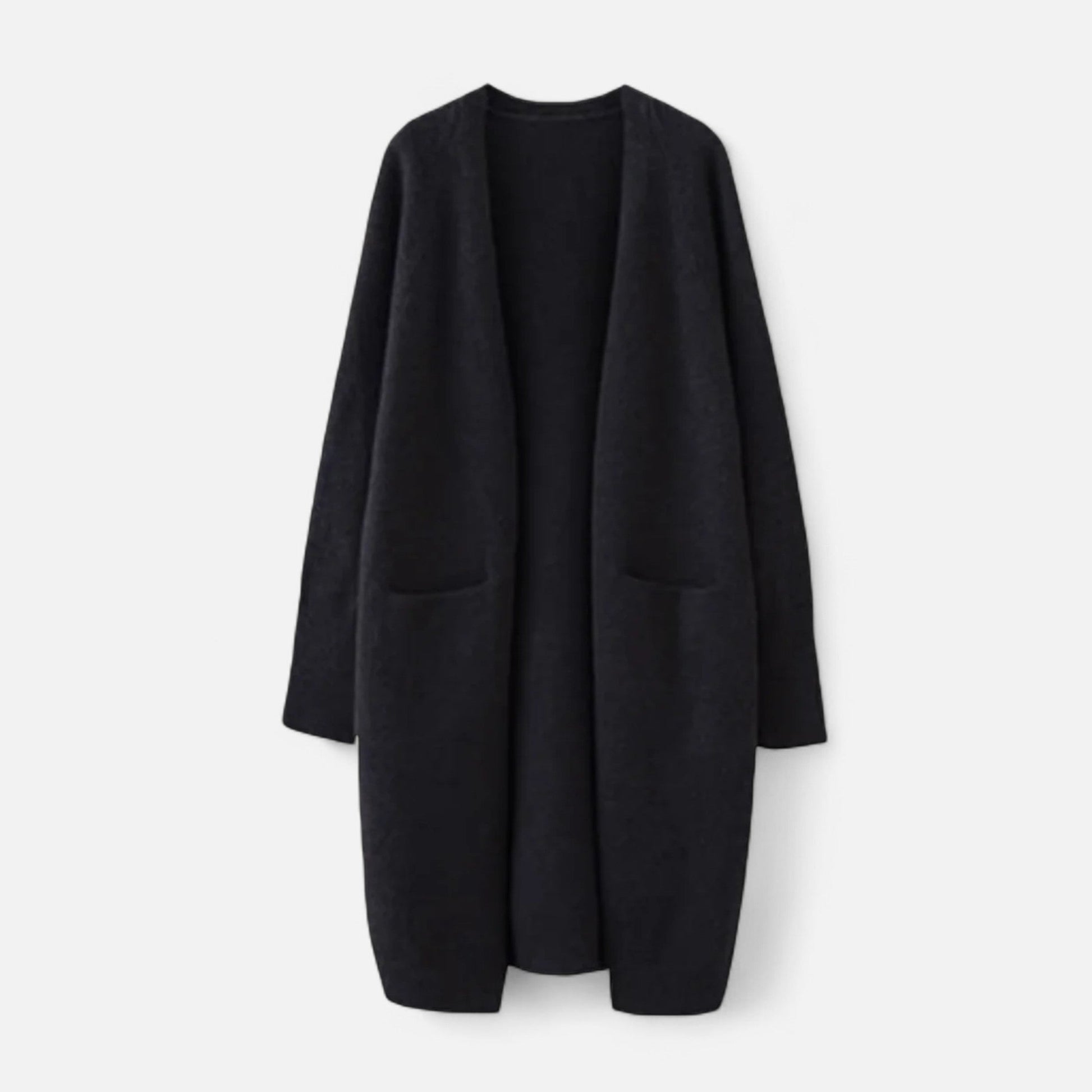 SUENTA Damen Strickjacke Dicke Strickqualität – V-Ausschnitt & Lagenlook Schwarz Einheitsgröße