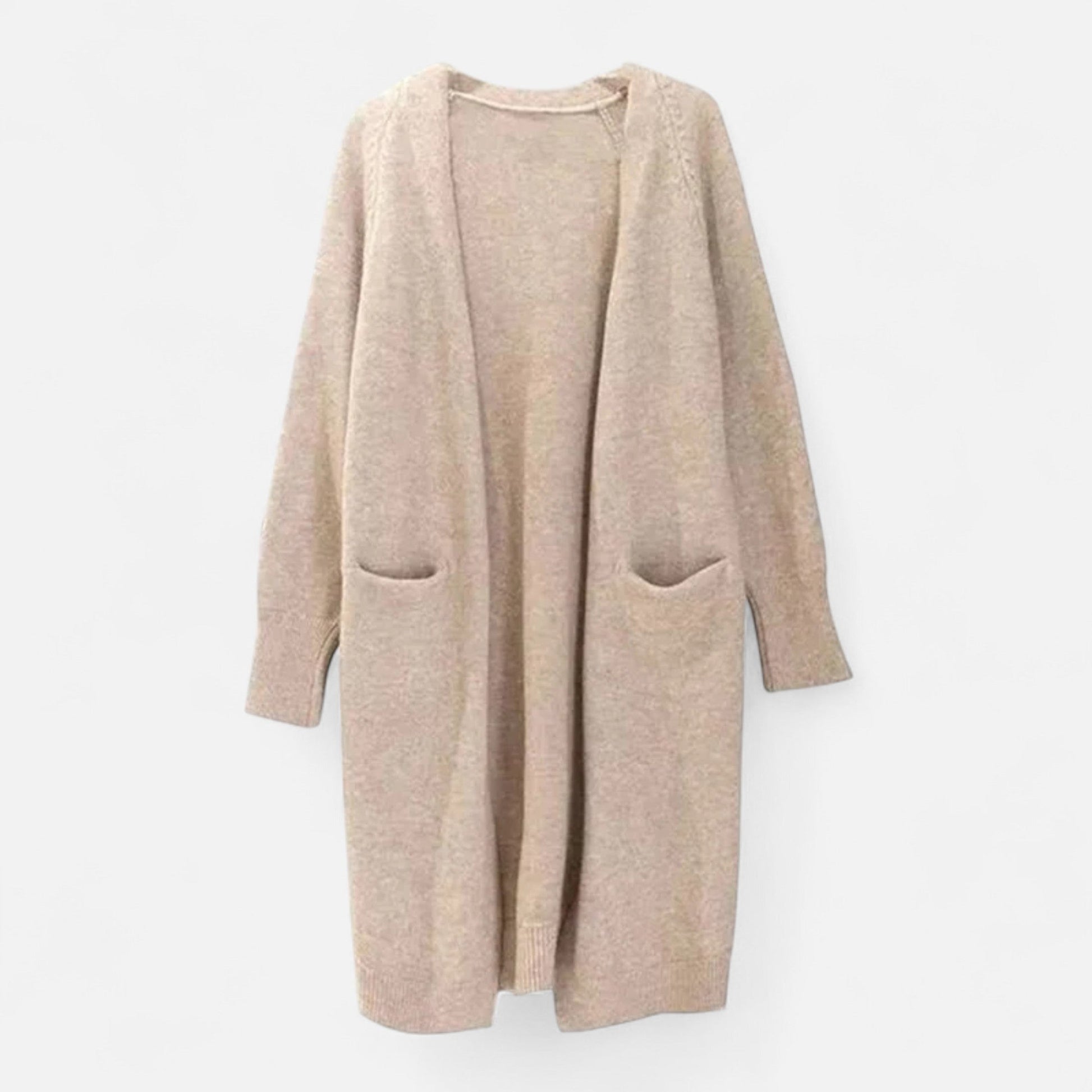 SUENTA Damen Strickjacke Dicke Strickqualität – V-Ausschnitt & Lagenlook Khaki Einheitsgröße