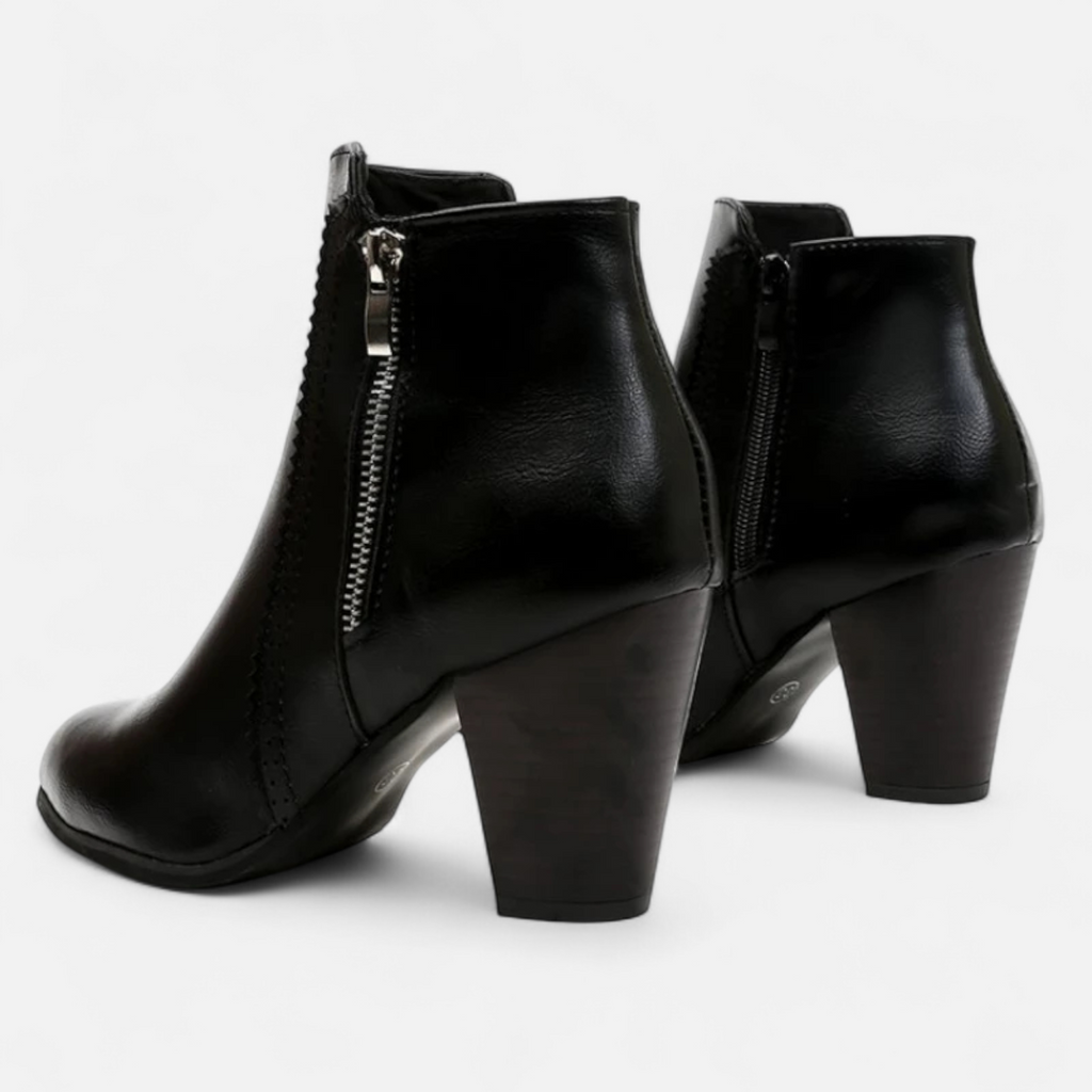 SUENTA Damen Retro-Stiefel Reißverschluss – Vintage-Leder & Komfort-Fit