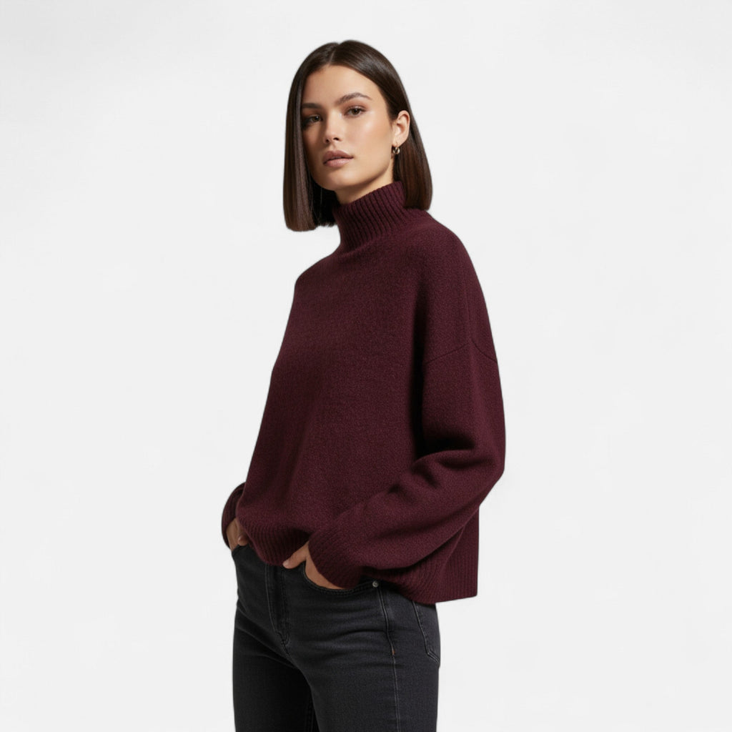 SUENTA Damen Vintage-Rollkragenpullover – Weiche Strickstruktur & Winterwärme