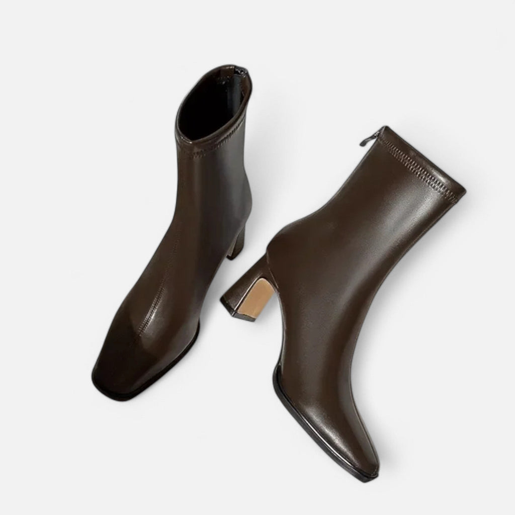 SUENTA Damen Vintage-Stiefeletten – Eckige Spitze & Zeitloses Leder