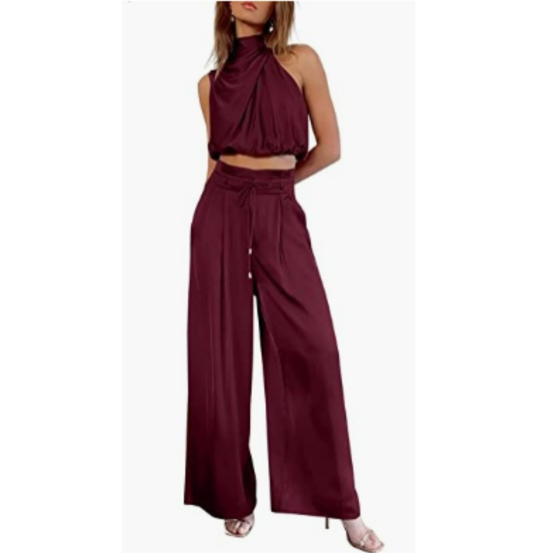 SUENTA Vyssion | Damen Jumpsuit – Puristischer Minimalismus & Sternenhimmel-Print Rot