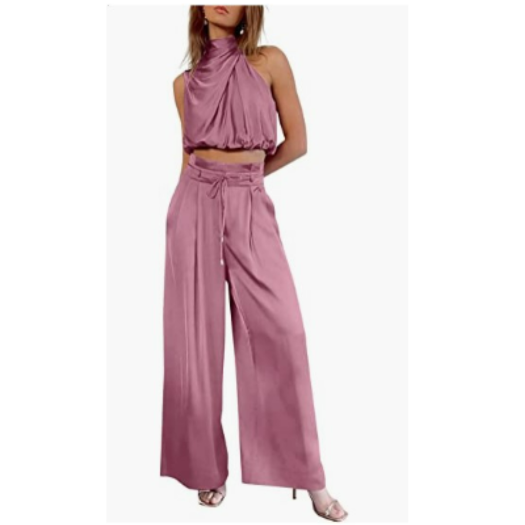 SUENTA Vyssion | Damen Jumpsuit – Puristischer Minimalismus & Sternenhimmel-Print Rosa