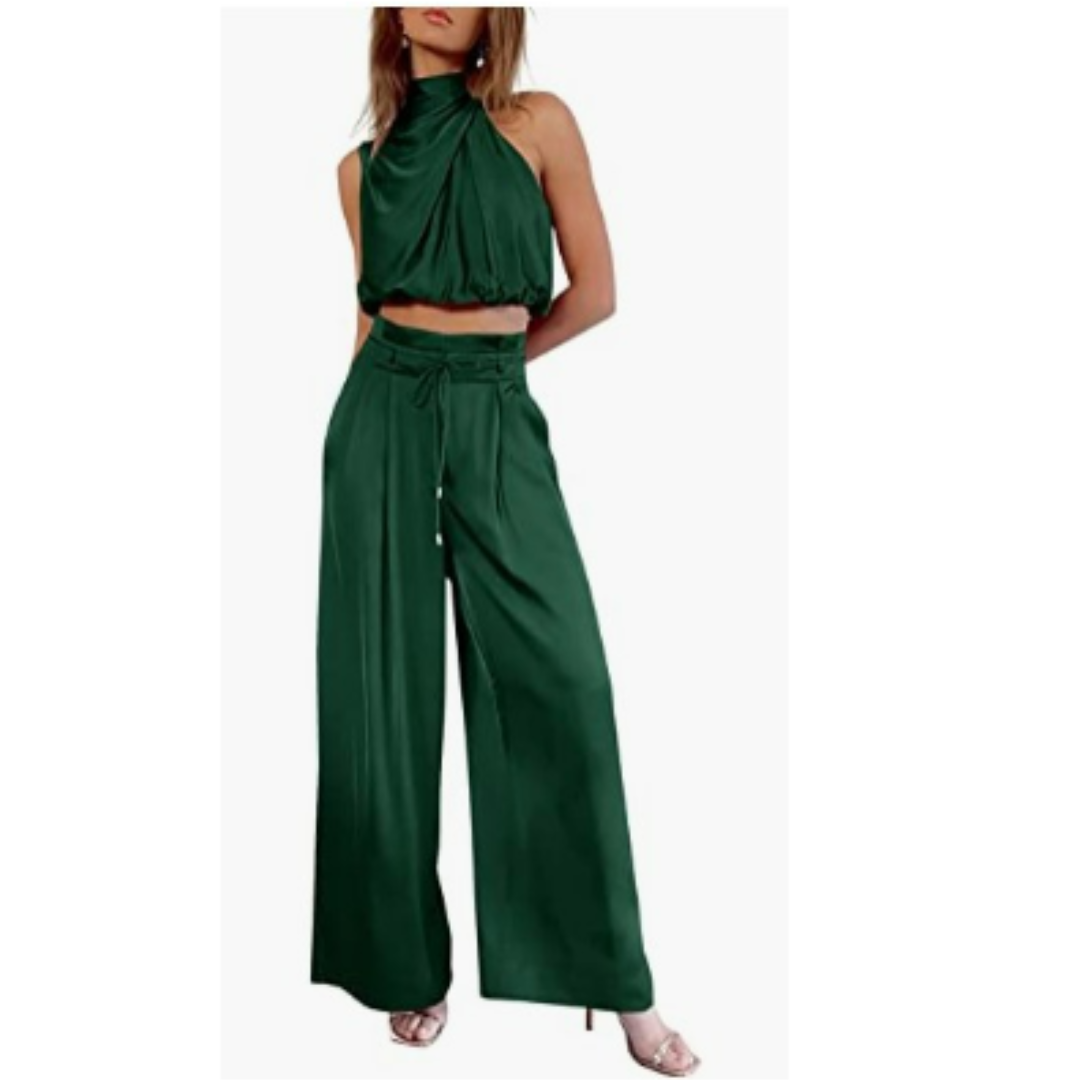 SUENTA Vyssion | Damen Jumpsuit – Puristischer Minimalismus & Sternenhimmel-Print Grün