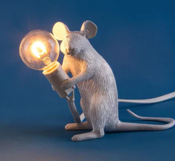 SUENTA Maus Tischlampe Aus Kunststoff Verspielte Beleuchtung Sitzende Maus Weiß