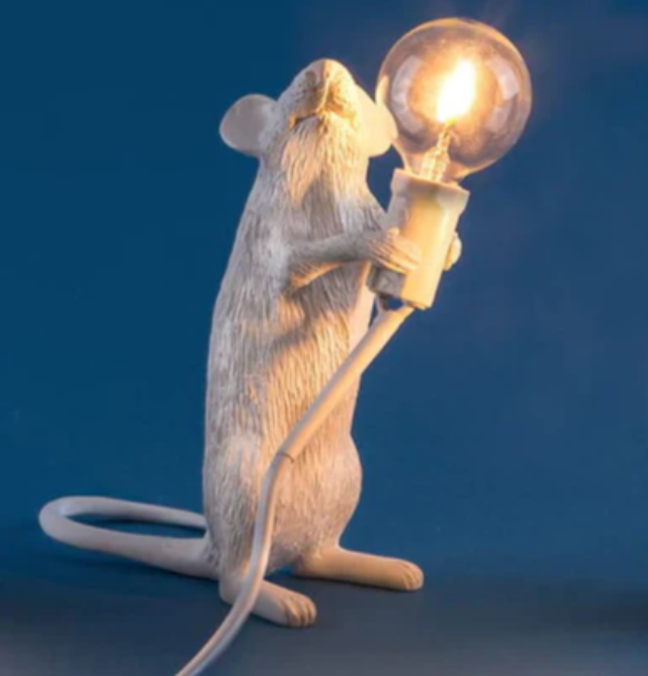 SUENTA Maus Tischlampe Aus Kunststoff Verspielte Beleuchtung Stehende Maus Weiß