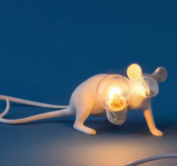 SUENTA Maus Tischlampe Aus Kunststoff Verspielte Beleuchtung Kriechende Maus Weiß