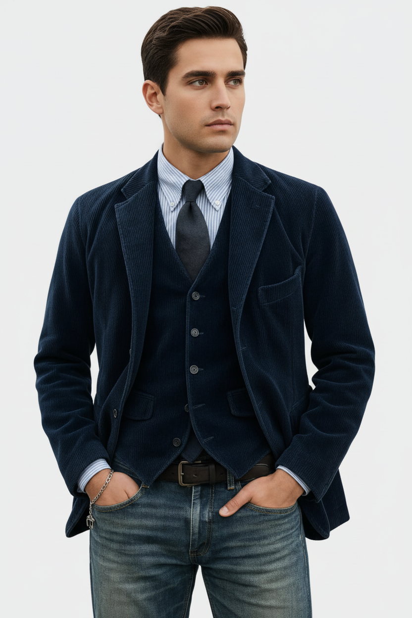 SUENTA Vespera Herren-Anzug 2-teilig – Jackett & Weste für Business & Event