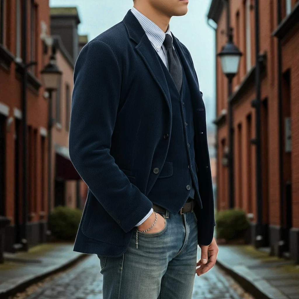 SUENTA Vespera Herren-Anzug 2-teilig – Jackett & Weste für Business & Event