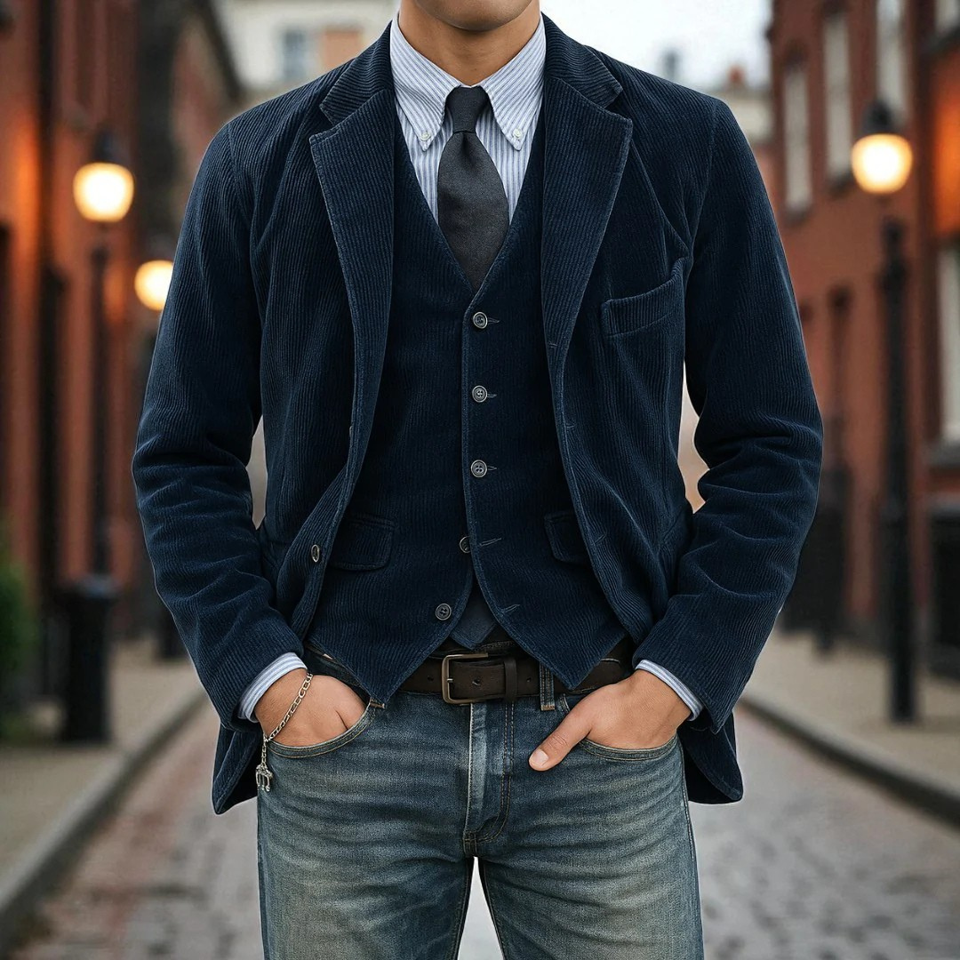 SUENTA Vespera Herren-Anzug 2-teilig – Jackett & Weste für Business & Event