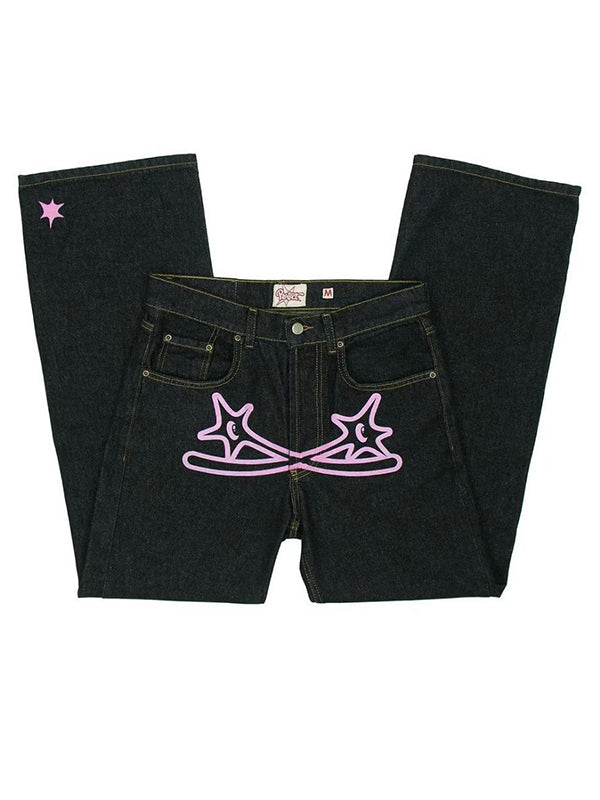 SUENTA Damen Mehrfarbige Vintage-Boyfriend-Jeans Im Amerikanischen Stil Rosa