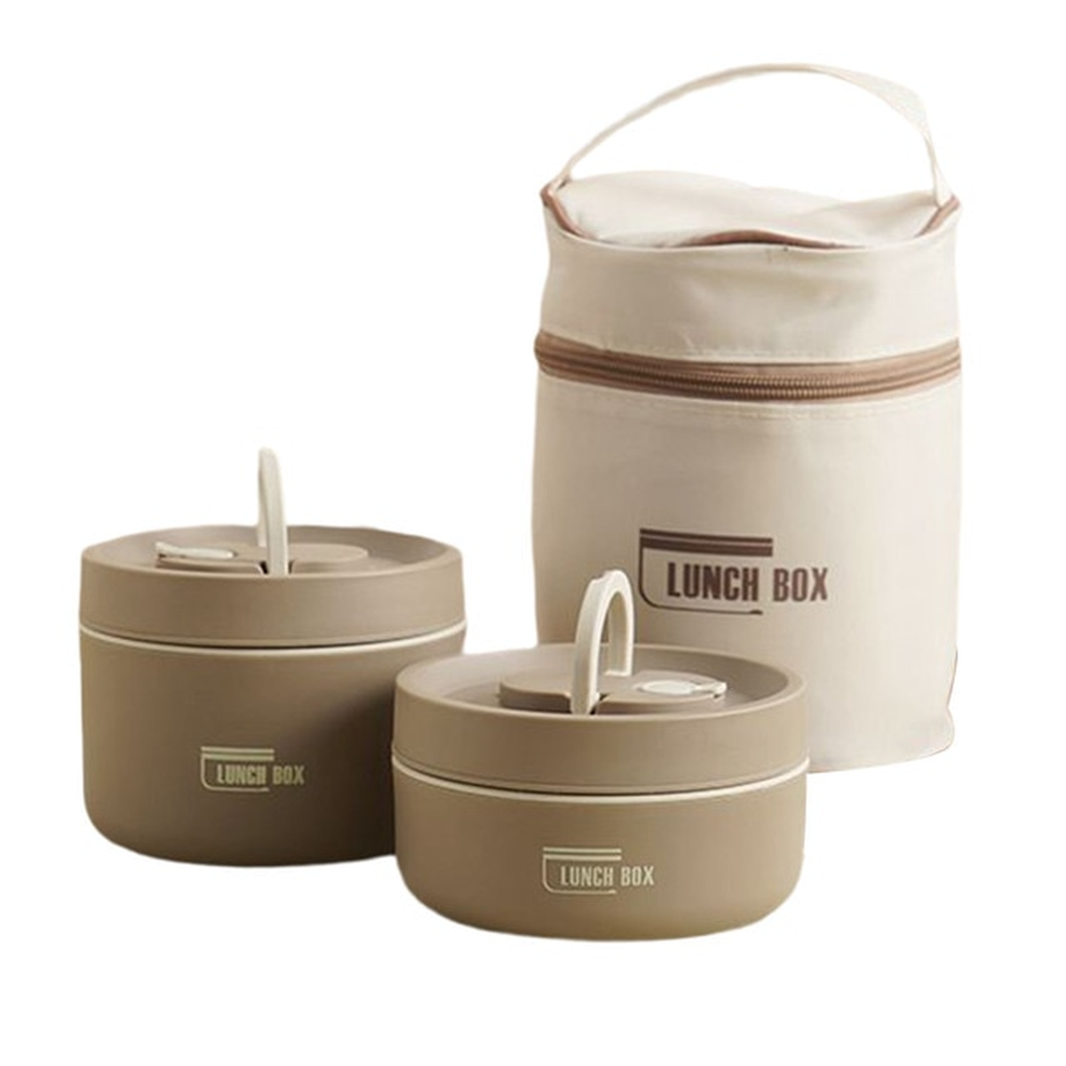 SUENTA Mehrschichtige Isolierte Lunchbox Kostenlose Tragetasche Braun Klein + Groß