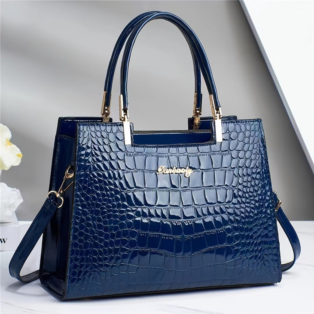 SUENTA Sophé | Glänzende Krokodil Handtasche Blau