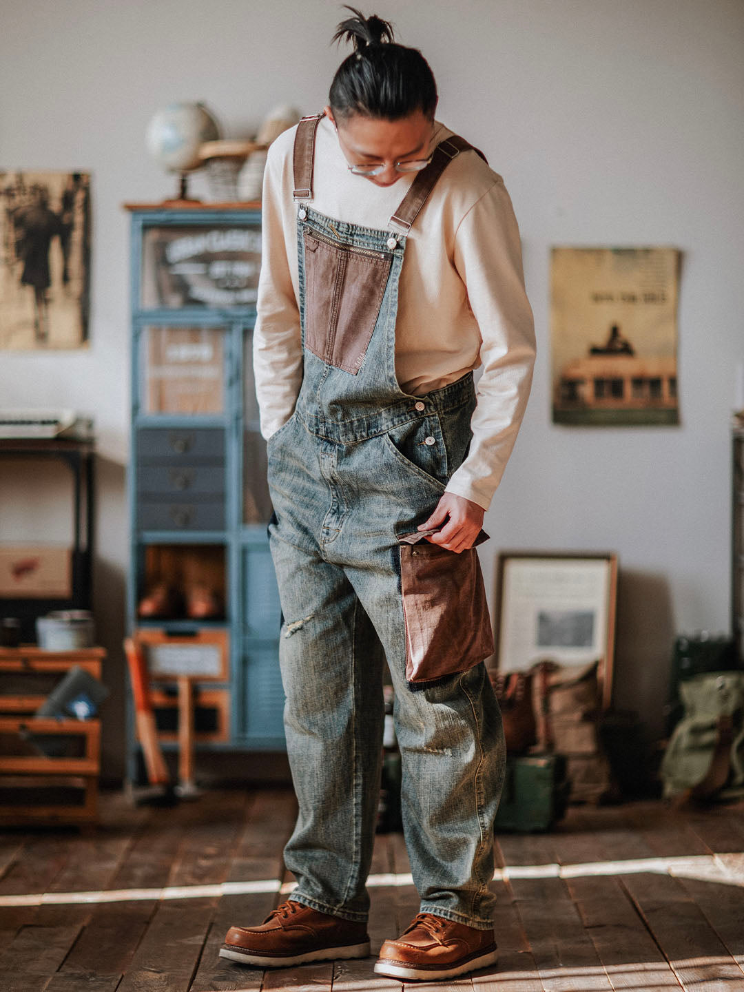 SUENTA Herren-Latzhosen Denim All-In-One-Kleidungsstück Vielseitig