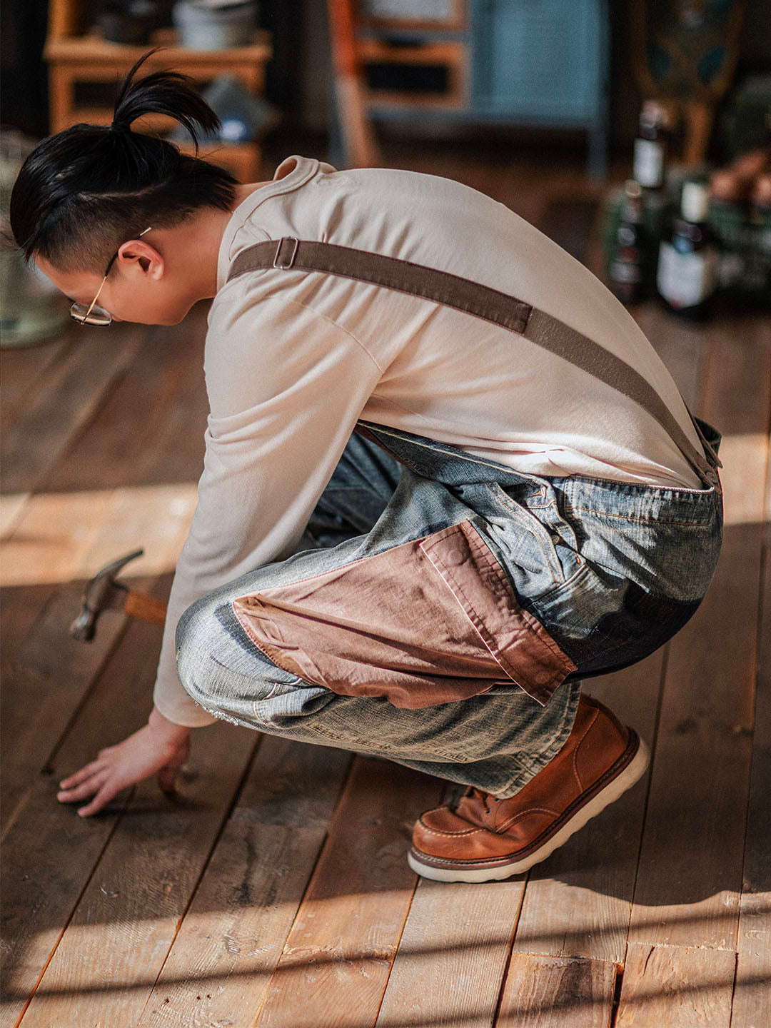 SUENTA Herren-Latzhosen Denim All-In-One-Kleidungsstück Vielseitig