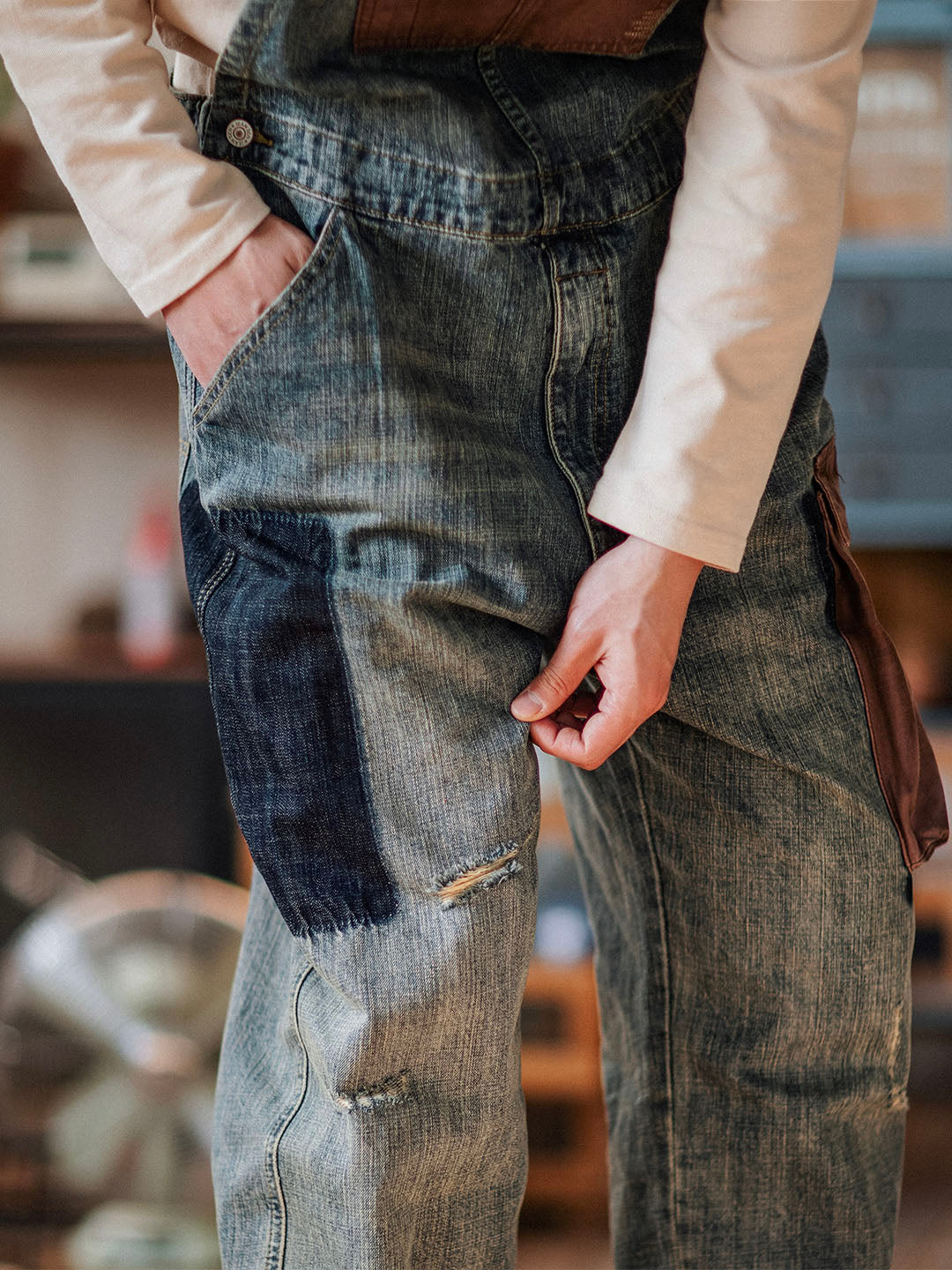 SUENTA Herren-Latzhosen Denim All-In-One-Kleidungsstück Vielseitig