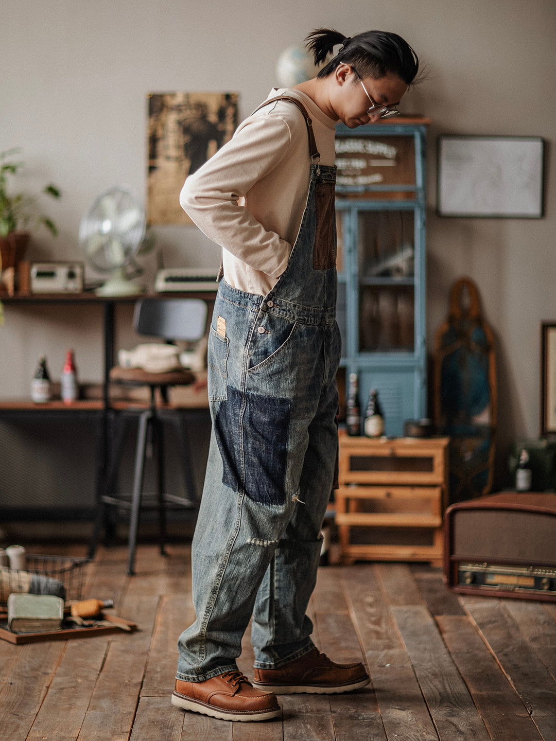 SUENTA Herren-Latzhosen Denim All-In-One-Kleidungsstück Vielseitig