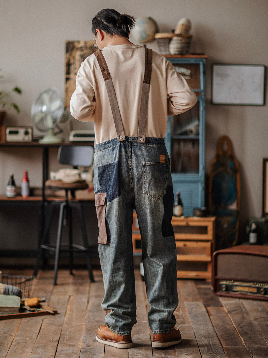 SUENTA Herren-Latzhosen Denim All-In-One-Kleidungsstück Vielseitig