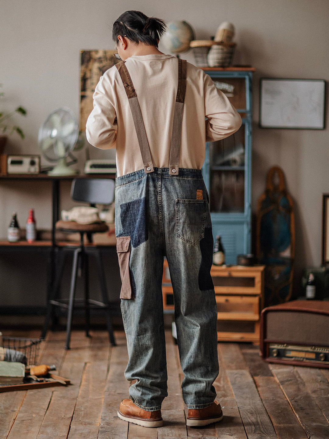 SUENTA Herren-Latzhosen Denim All-In-One-Kleidungsstück Vielseitig