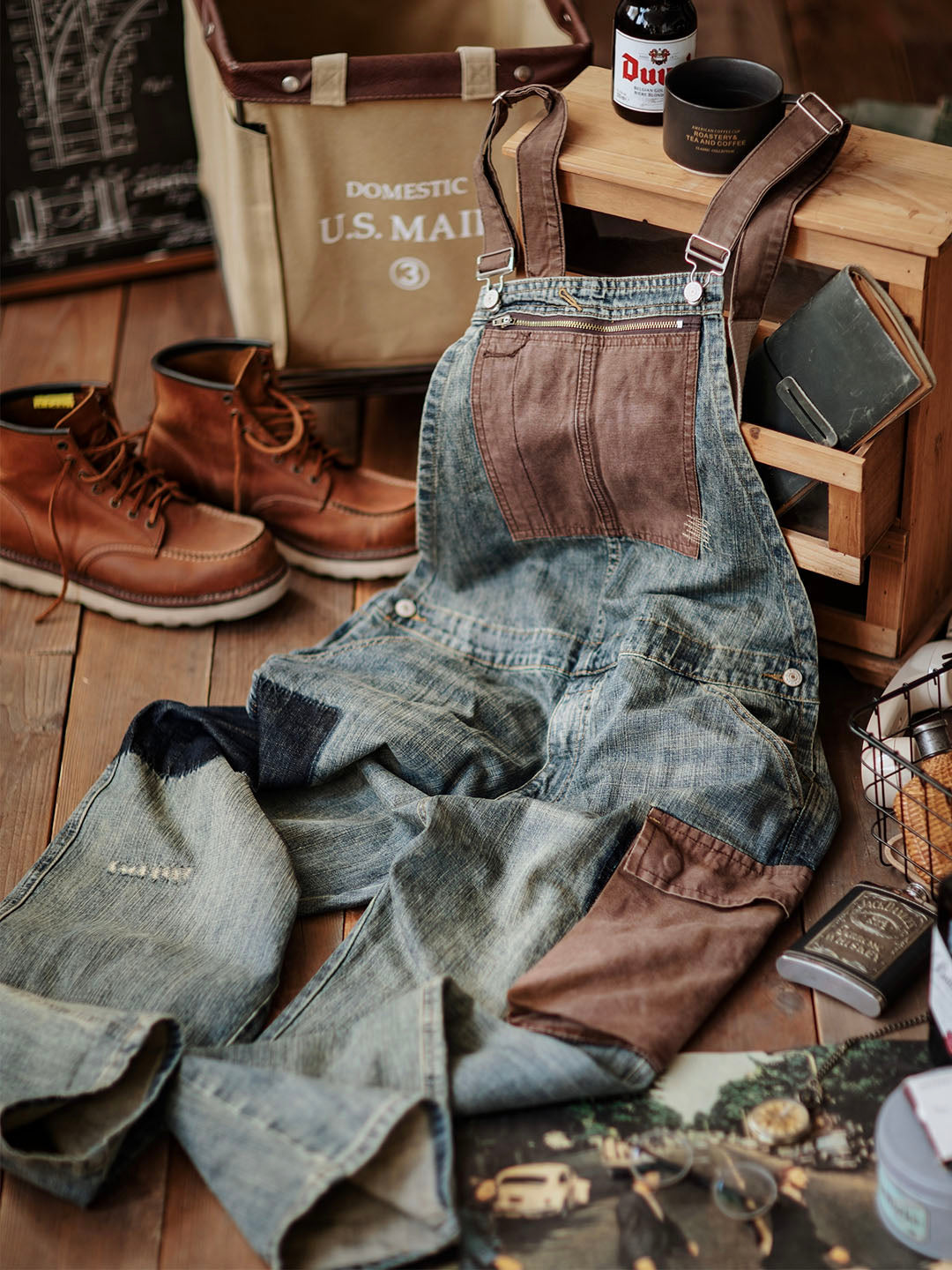 SUENTA Herren-Latzhosen Denim All-In-One-Kleidungsstück Vielseitig