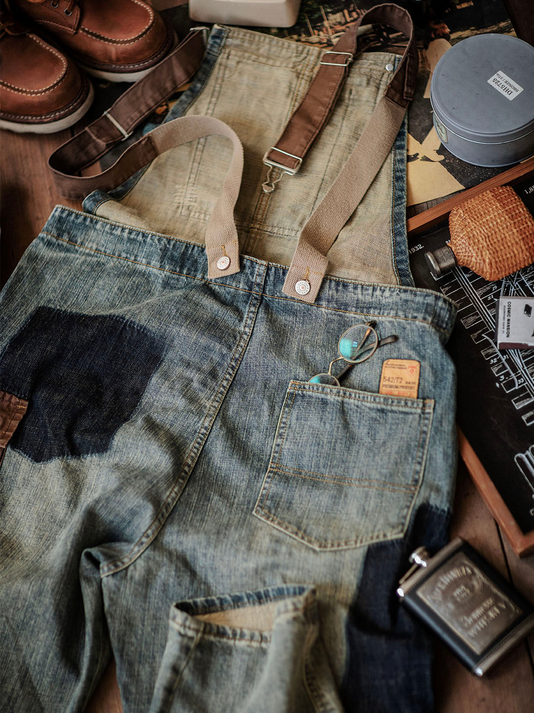 SUENTA Herren-Latzhosen Denim All-In-One-Kleidungsstück Vielseitig