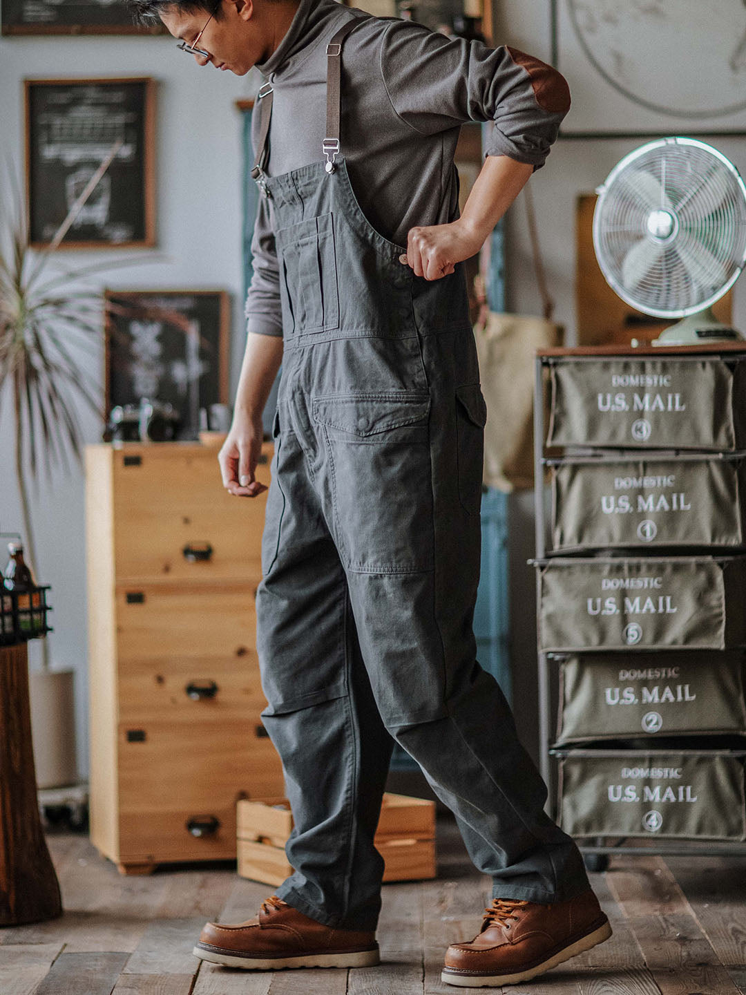 SUENTA Herren Handwerker Latzhose 100 Prozent Baumwollstoff Lockere Schnitt - Overall