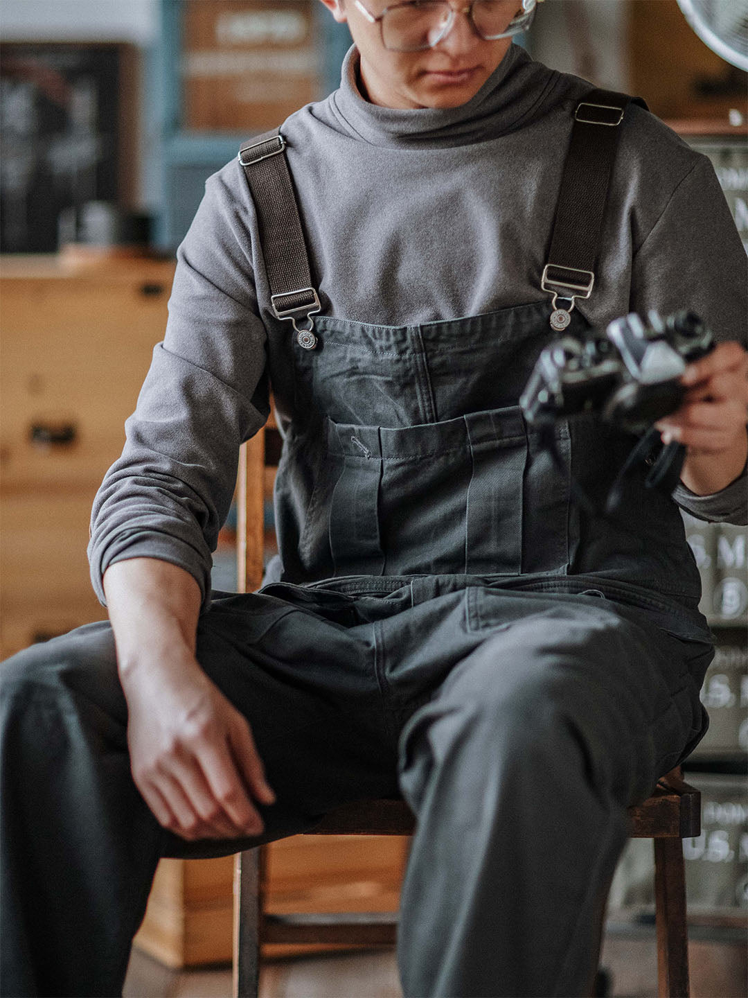 SUENTA Herren Handwerker Latzhose 100 Prozent Baumwollstoff Lockere Schnitt - Overall