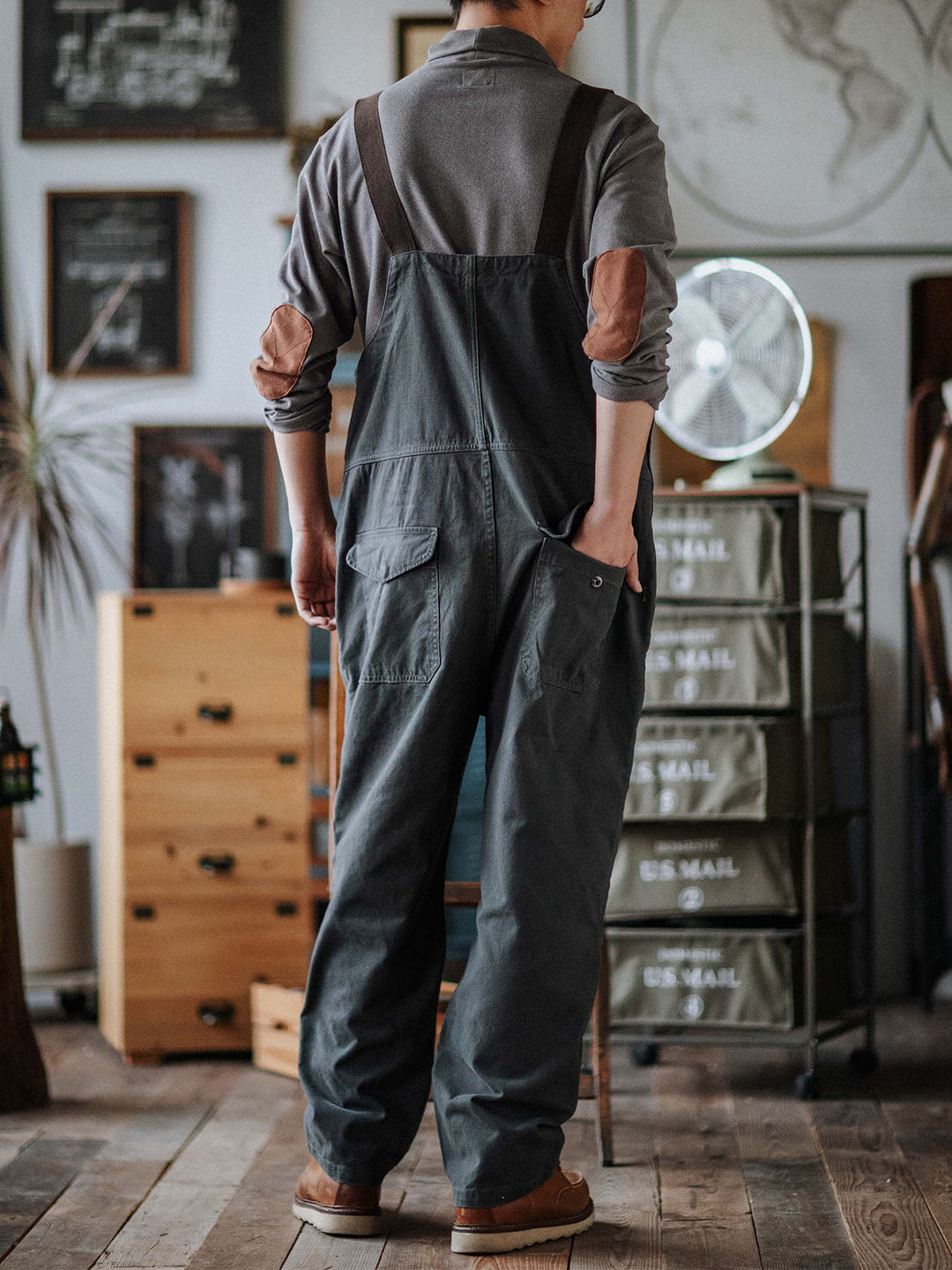 SUENTA Herren Handwerker Latzhose 100 Prozent Baumwollstoff Lockere Schnitt - Overall
