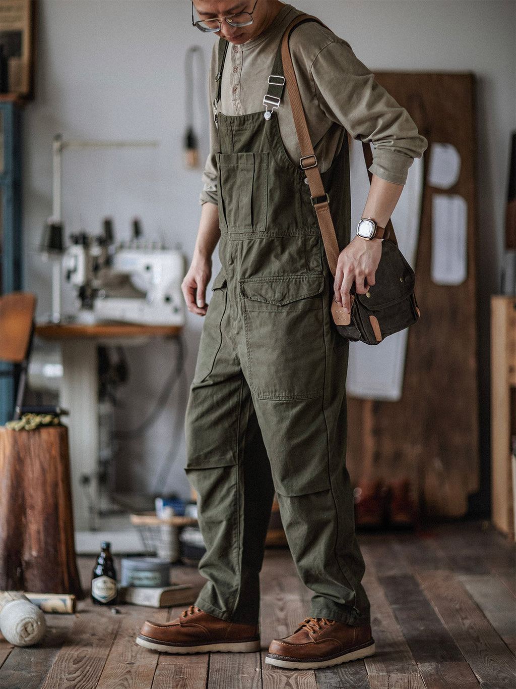 SUENTA Herren Handwerker Latzhose 100 Prozent Baumwollstoff Lockere Schnitt - Overall