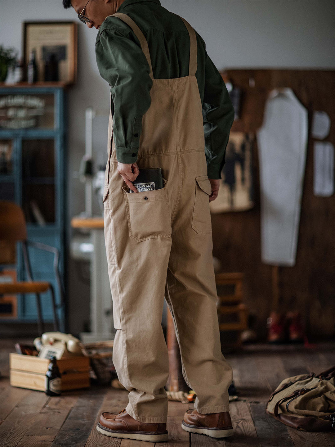SUENTA Herren Handwerker Latzhose 100 Prozent Baumwollstoff Lockere Schnitt - Overall