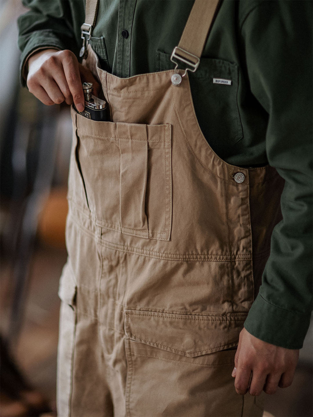 SUENTA Herren Handwerker Latzhose 100 Prozent Baumwollstoff Lockere Schnitt - Overall