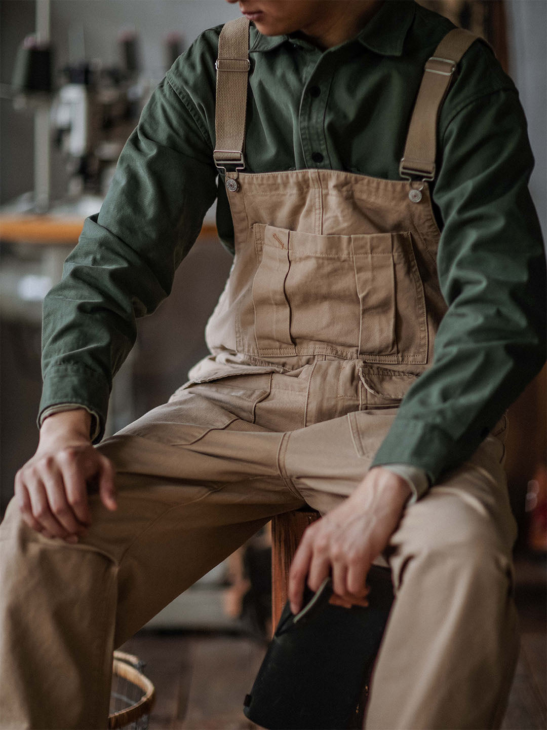 SUENTA Herren Handwerker Latzhose 100 Prozent Baumwollstoff Lockere Schnitt - Overall