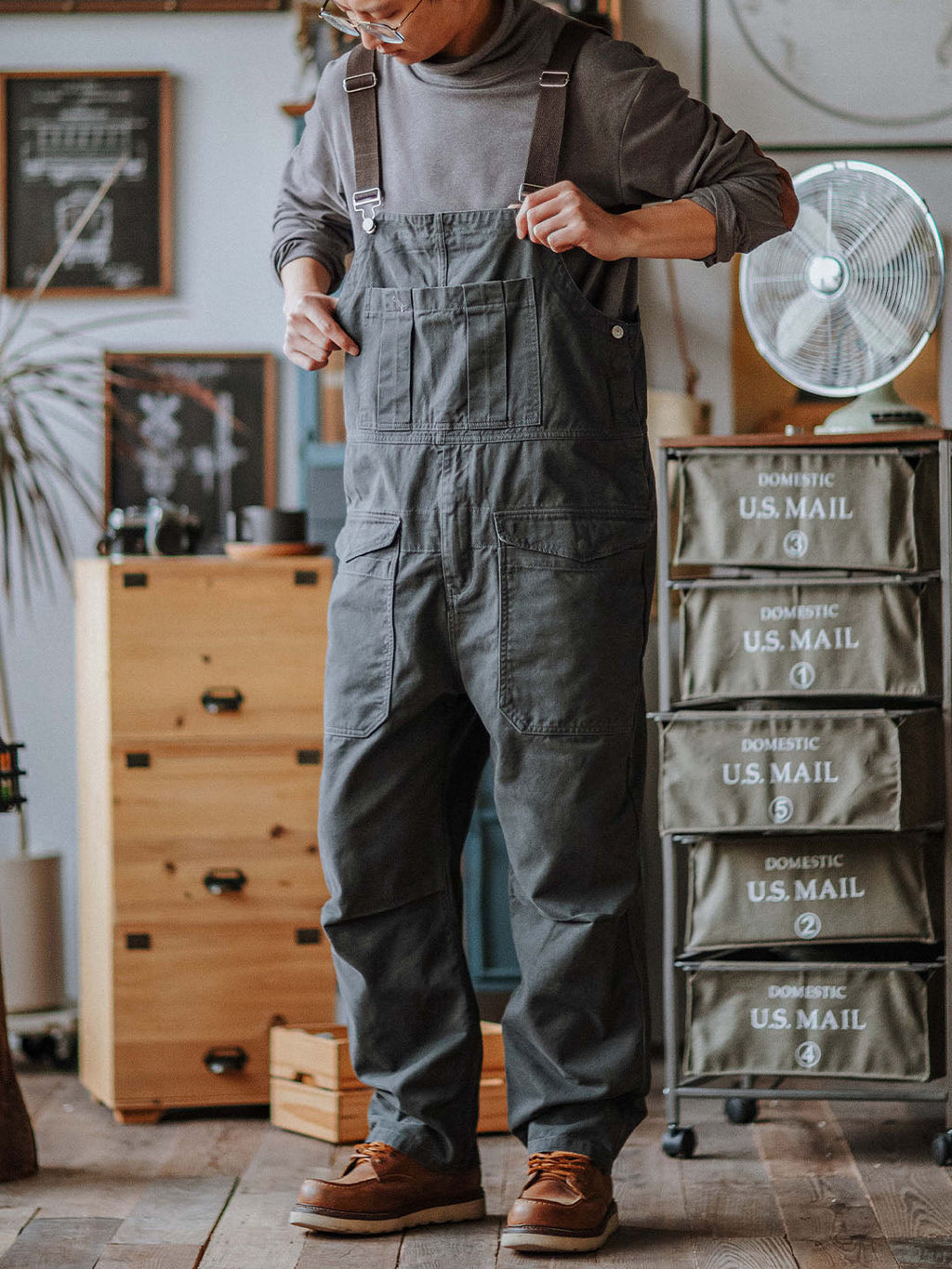 SUENTA Herren Handwerker Latzhose 100 Prozent Baumwollstoff Lockere Schnitt - Overall