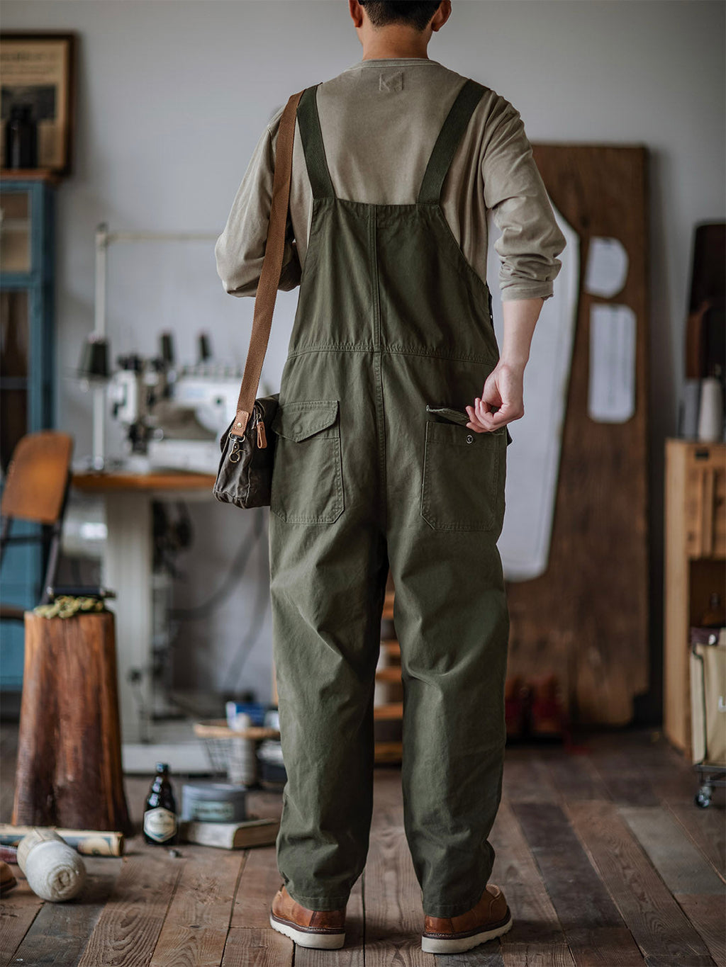 SUENTA Herren Handwerker Latzhose 100 Prozent Baumwollstoff Lockere Schnitt - Overall
