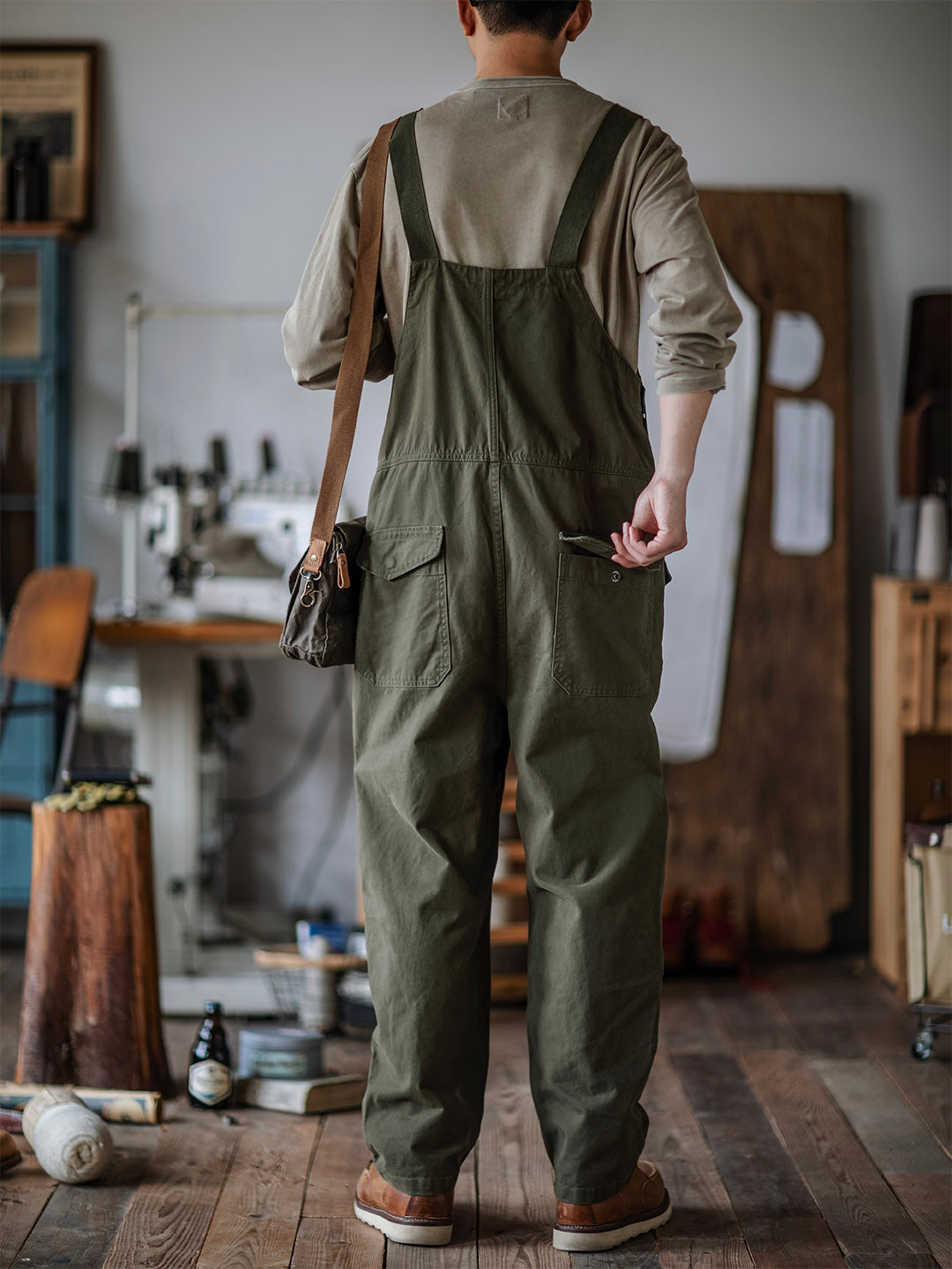 SUENTA Herren Handwerker Latzhose 100 Prozent Baumwollstoff Lockere Schnitt - Overall