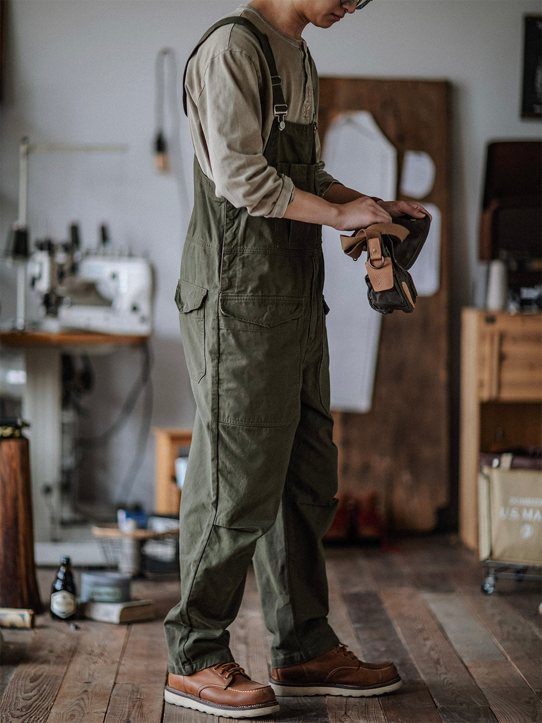 SUENTA Herren Handwerker Latzhose 100 Prozent Baumwollstoff Lockere Schnitt - Overall
