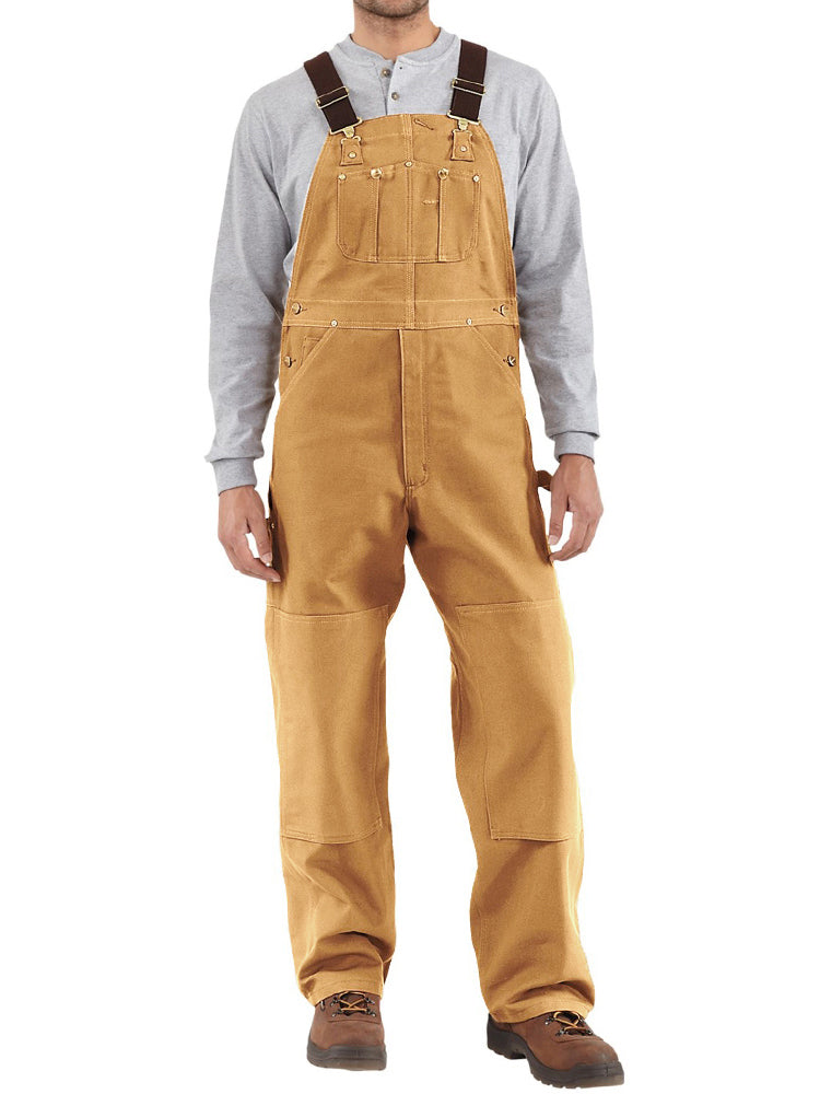 SUENTA Herren Enten-Latzhose Canvas Verstellbare Stretch-Träger - Overall Camel