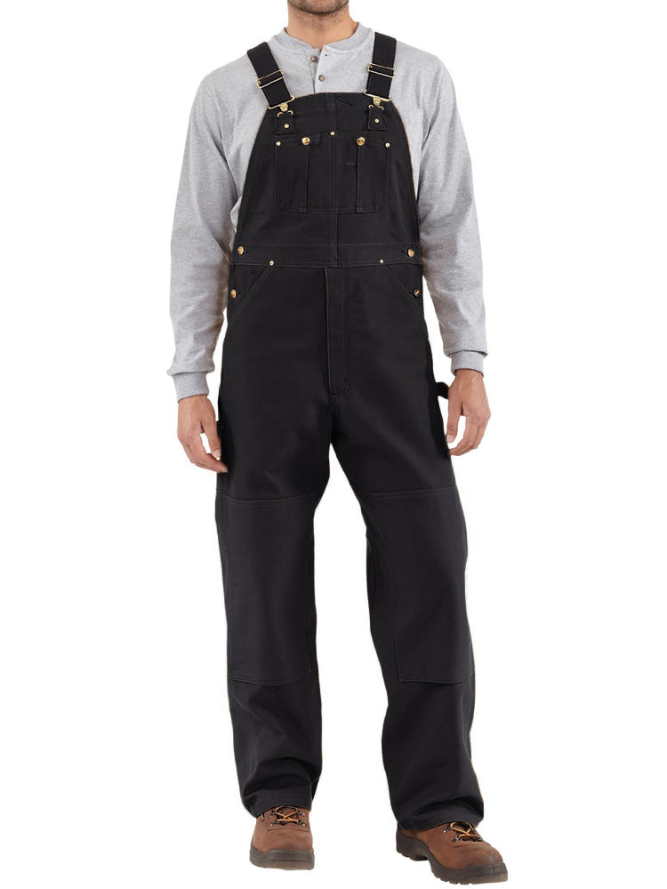 SUENTA Herren Enten-Latzhose Canvas Verstellbare Stretch-Träger - Overall Schwarz