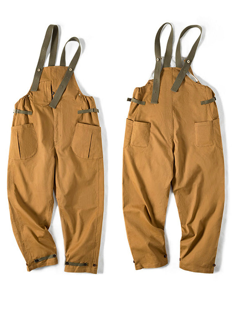 SUENTA Herren Lockere Stretch-Overall Mit Einzigartige Tasche Braun