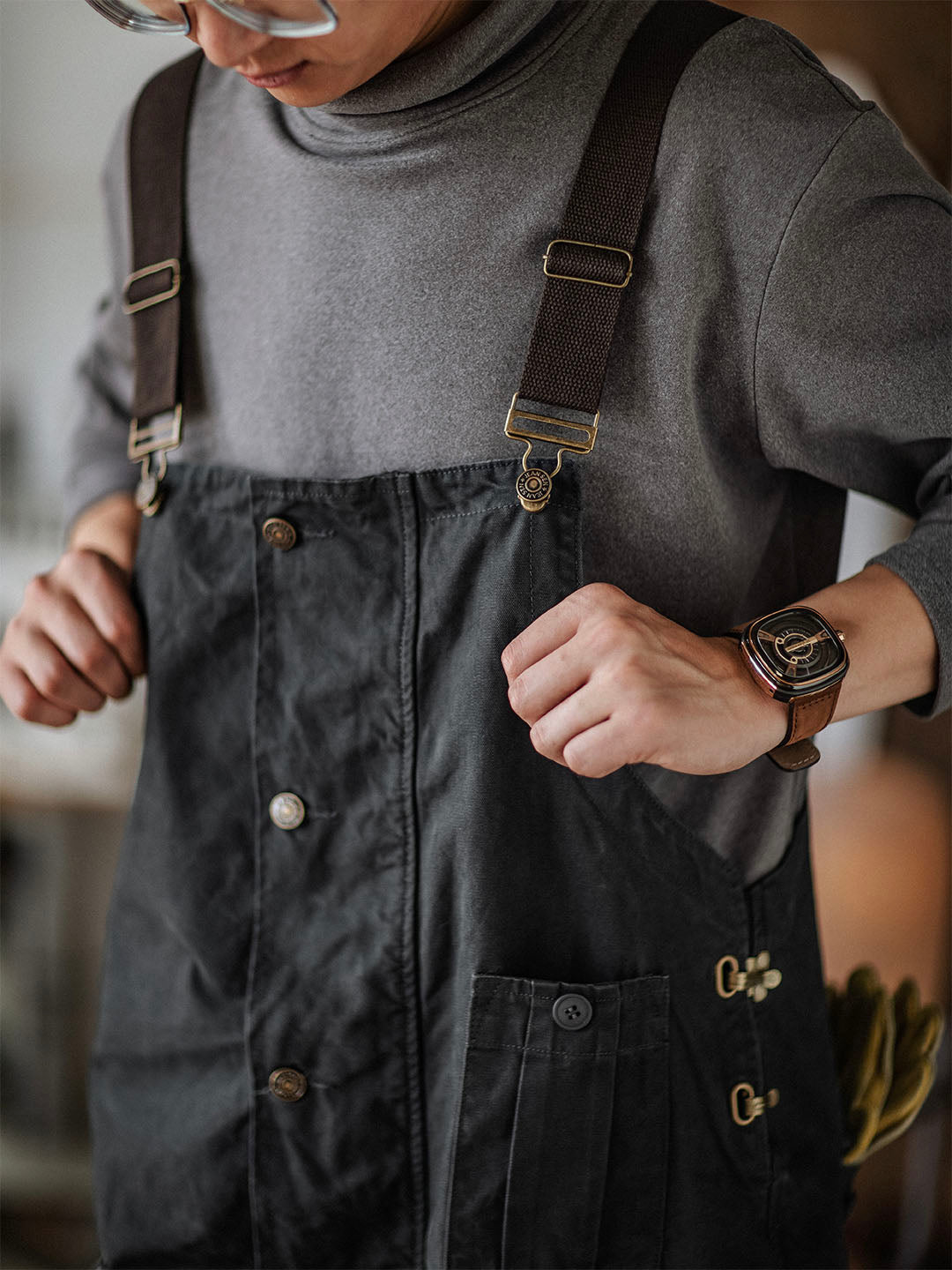 SUENTA Herren Latzhose Aus Canvas Langlebigkeit Und Funktionalität - Overall