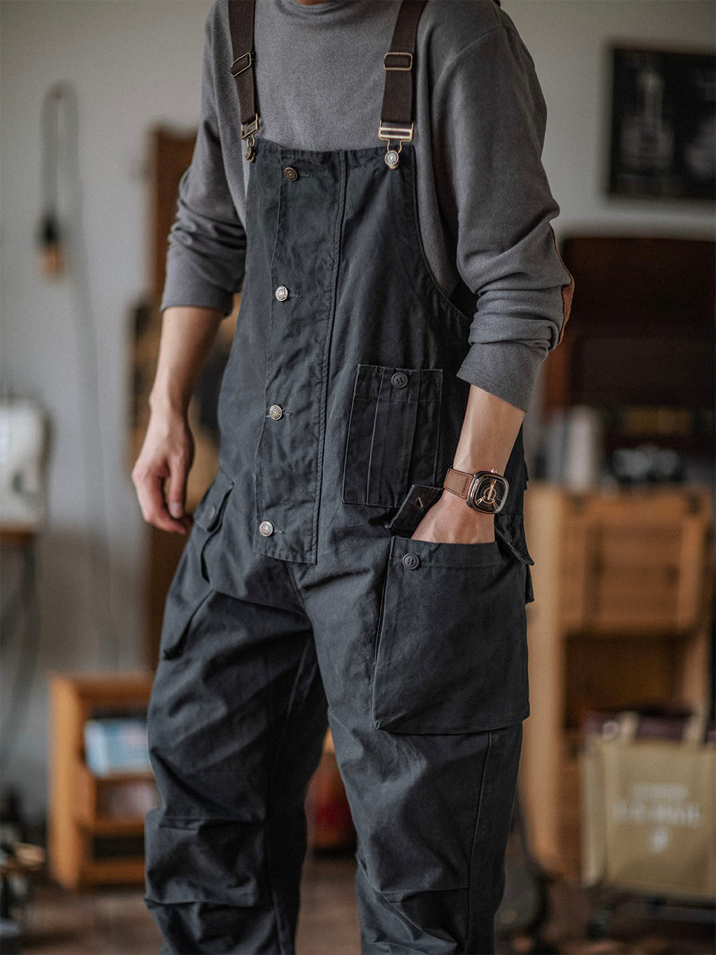 SUENTA Herren Latzhose Aus Canvas Langlebigkeit Und Funktionalität - Overall