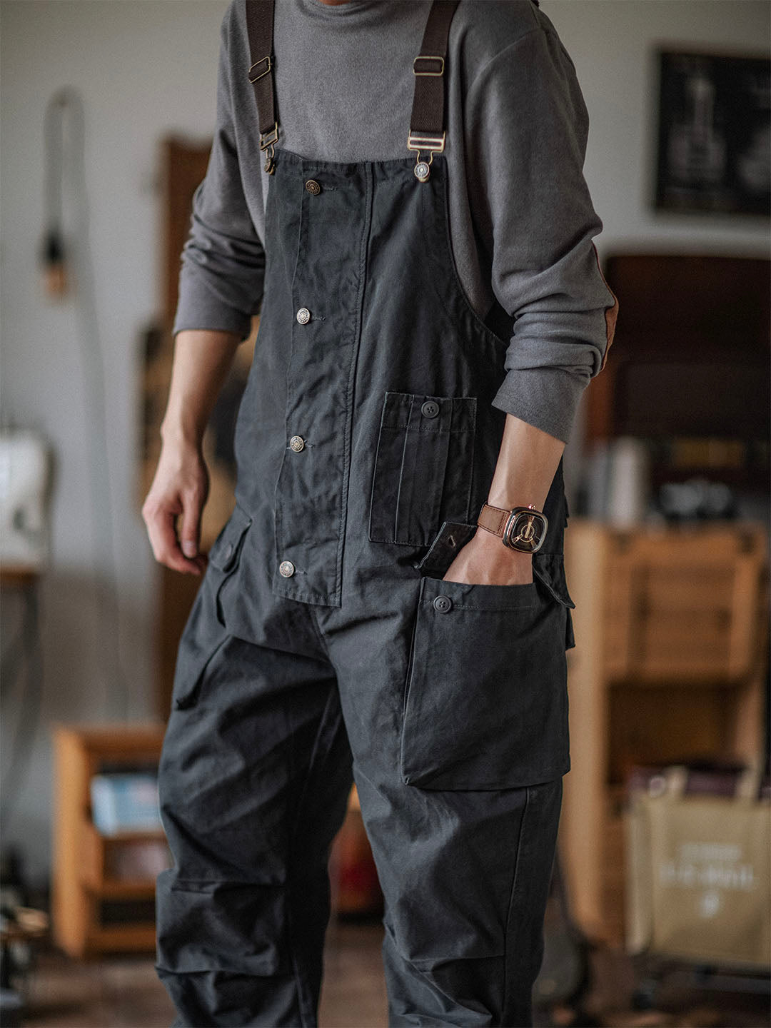 SUENTA Herren Latzhose Aus Canvas Langlebigkeit Und Funktionalität - Overall