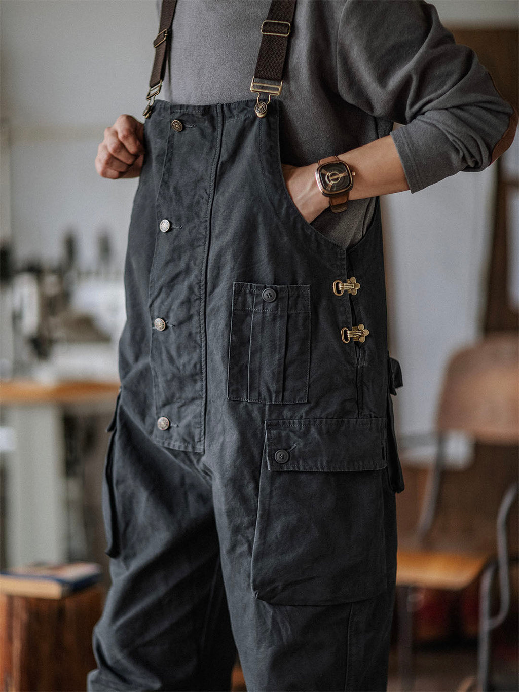 SUENTA Herren Latzhose Aus Canvas Langlebigkeit Und Funktionalität - Overall