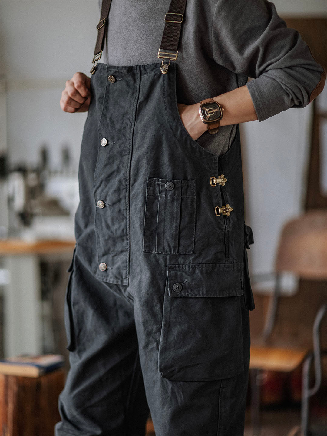 SUENTA Herren Latzhose Aus Canvas Langlebigkeit Und Funktionalität - Overall