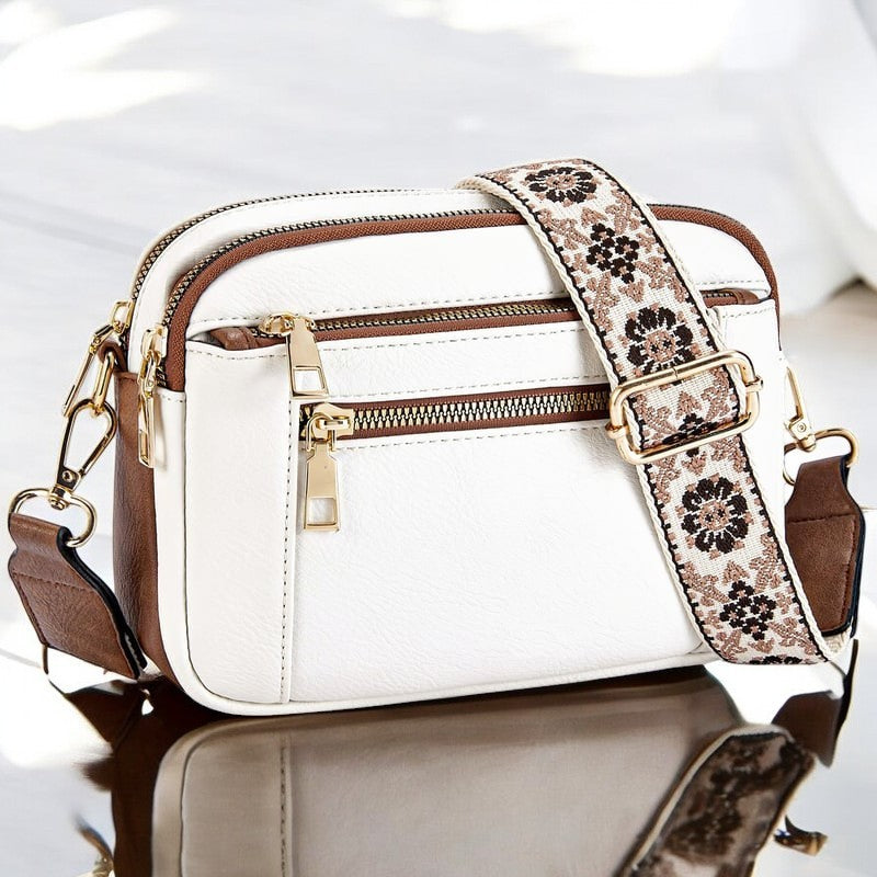 SUENTA Damen Leder-Schultertasche – Stilvolle Eleganz & Alltagstauglich Weiss
