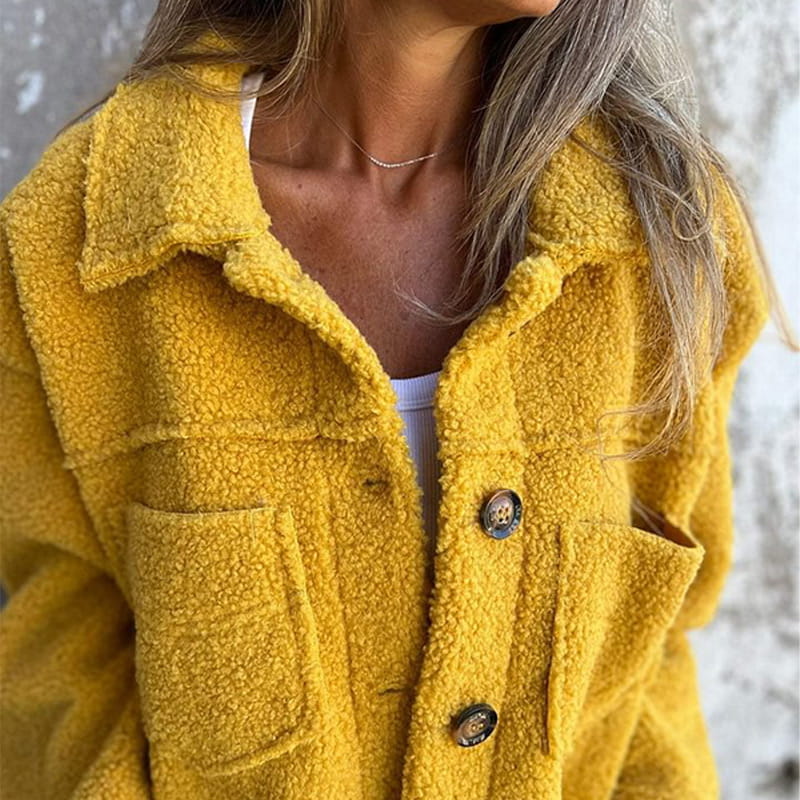 SUENTA Damen Jacke Praktisch Taschen Stoff Angenehm Warm Herbstspaziergängen
