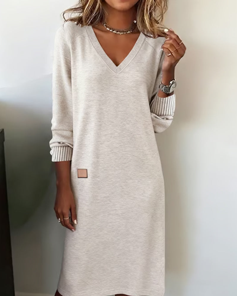 SUENTA Damen-Strickkleid – Weicher Stretch & Elegante Weiblichkeit Beige