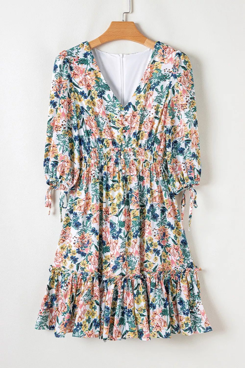 SUENTA Minikleid mit Blumenmuster und Rüschensaum