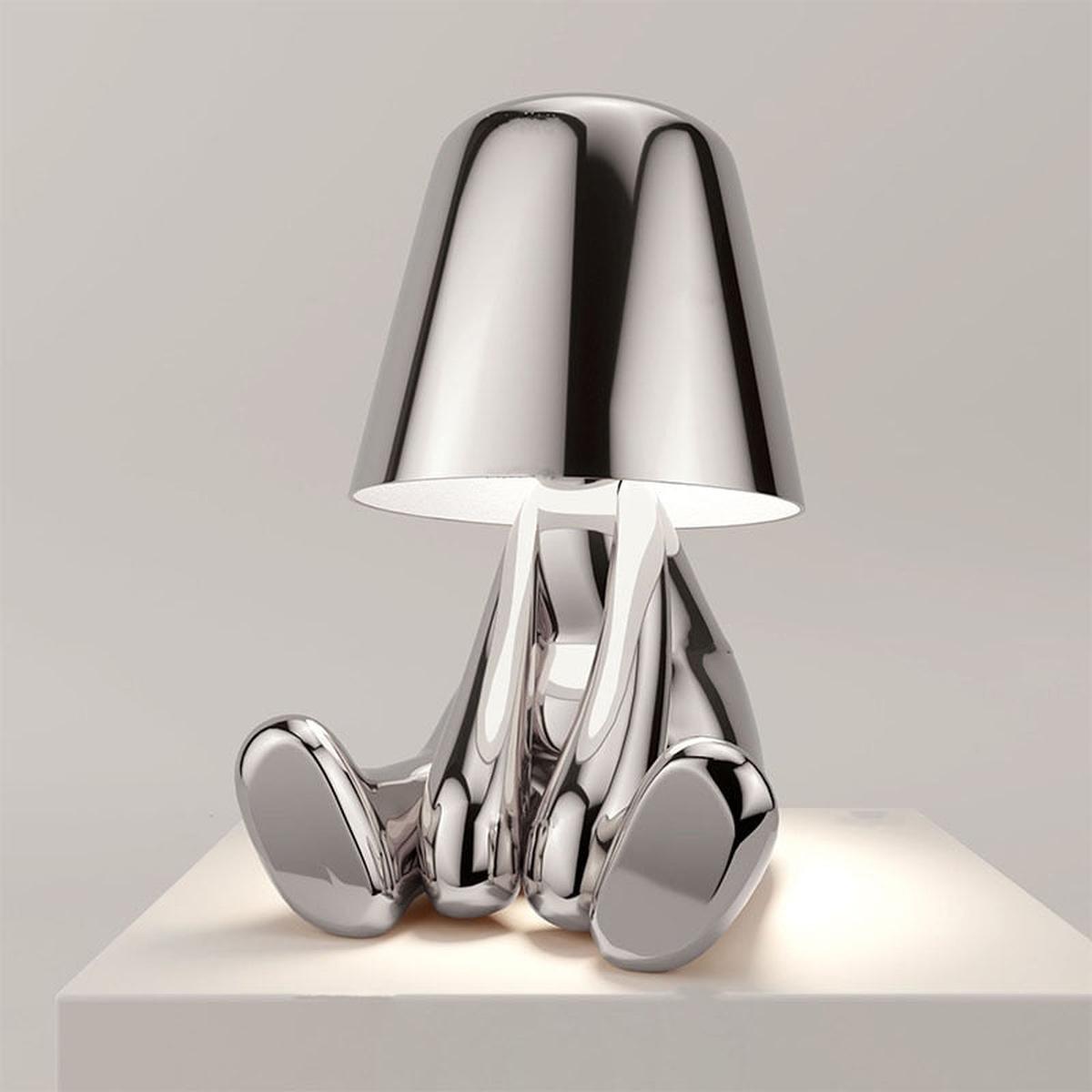 SUENTA Moderne Tischlampe Mit Einstellbarer Helligkeit Kabellos Entspannendes Silber